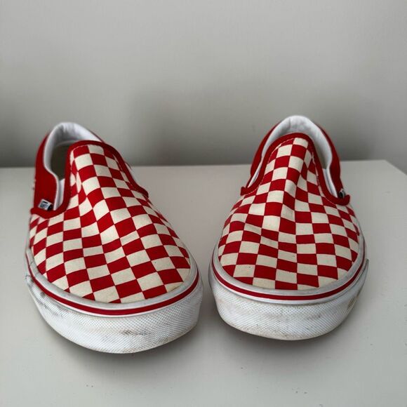 Vans Classic Slip On Red/White Checkered Canvas Skate Shoes 8 Mens/9.5 W - Picture 4 of 8